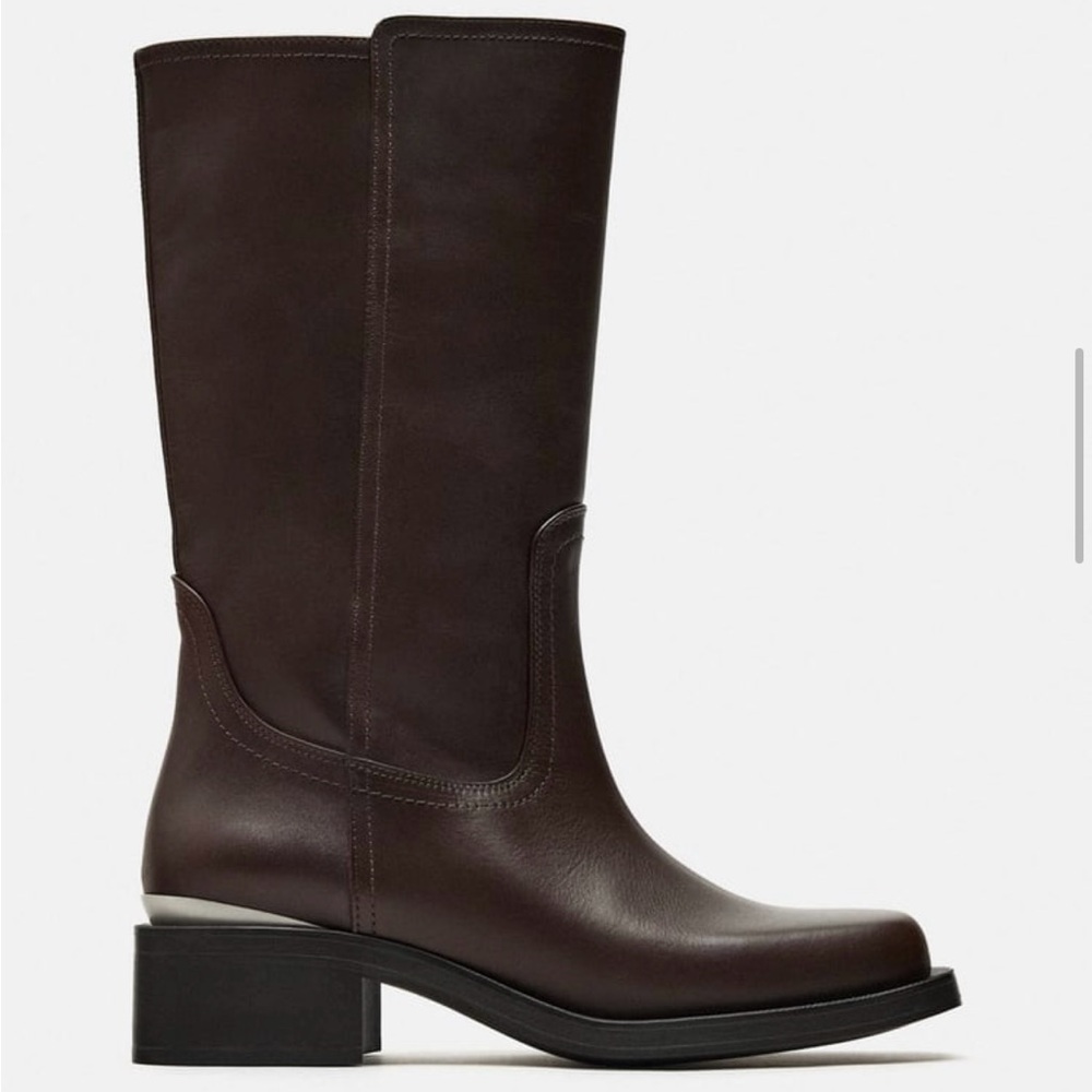 ZARA BROWN  LEATHER TRACK SOLE BOOTS SIZE UK 5 EU 38 US 7.5